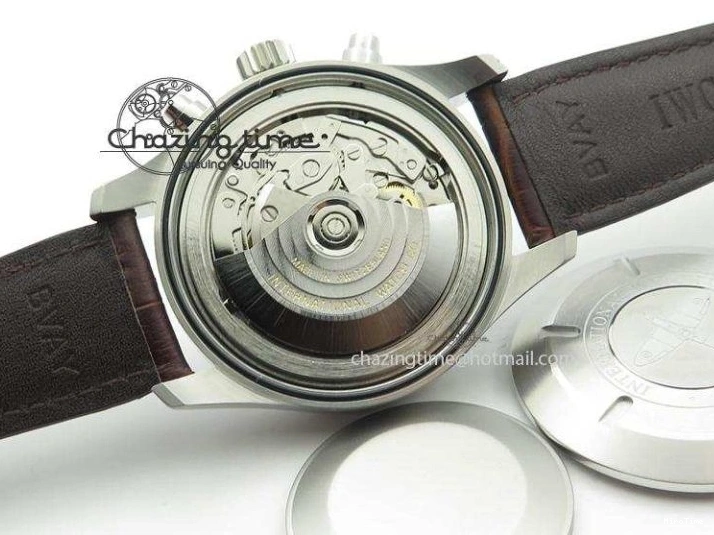 MIROTIME 0822 Cozy Pilot Chrono SS IW387802 V6F 1:1 Best Edition On Brown Leather Strap A 7323